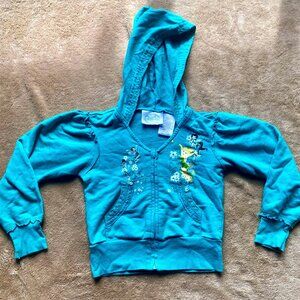 Disney Faires Tinkerbell Girls Toddler 3T/4T XS Hooded Jacket Pockets Zipper